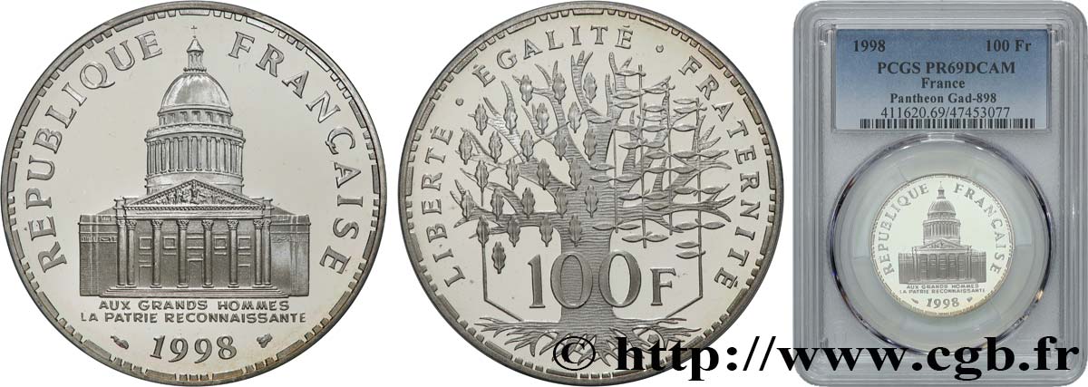 100 francs Panthéon, BE (Belle Épreuve) 1998  F.451/21 FDC69 PCGS