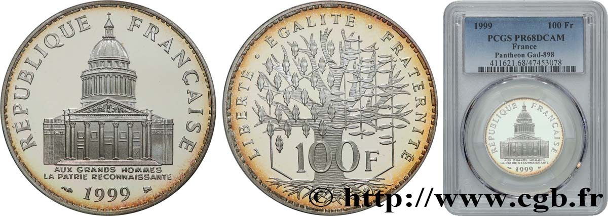 100 francs Panthéon, BE (Belle Épreuve) 1999  F.451/22 ST68 PCGS