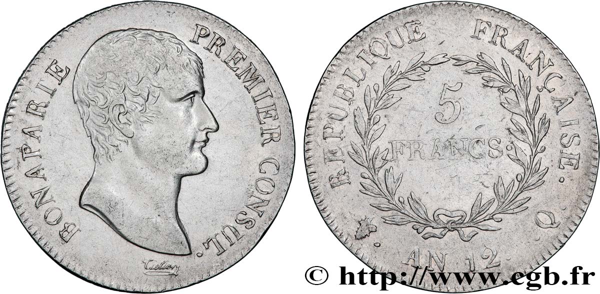 5 francs Bonaparte Premier Consul 1804 Perpignan F.301/23 MBC 