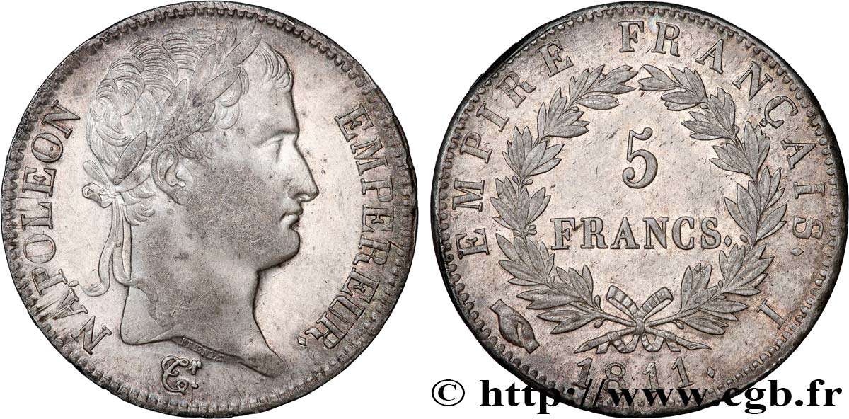5 francs Napoléon Empereur, Empire français 1811 Limoges F.307/32 TTB+ 