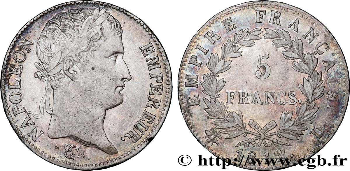 5 francs Napoléon Empereur, Empire français 1812 Lyon F.307/44 TTB45 