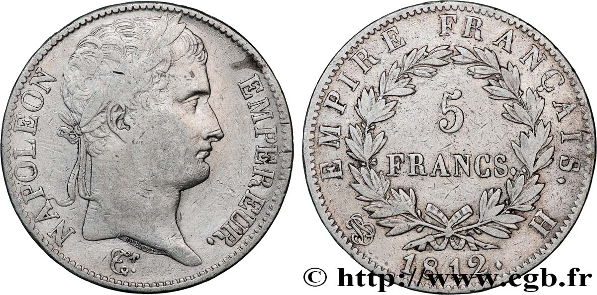 5 francs Napoléon Empereur, Empire français 1812 La Rochelle F.307/45 S 