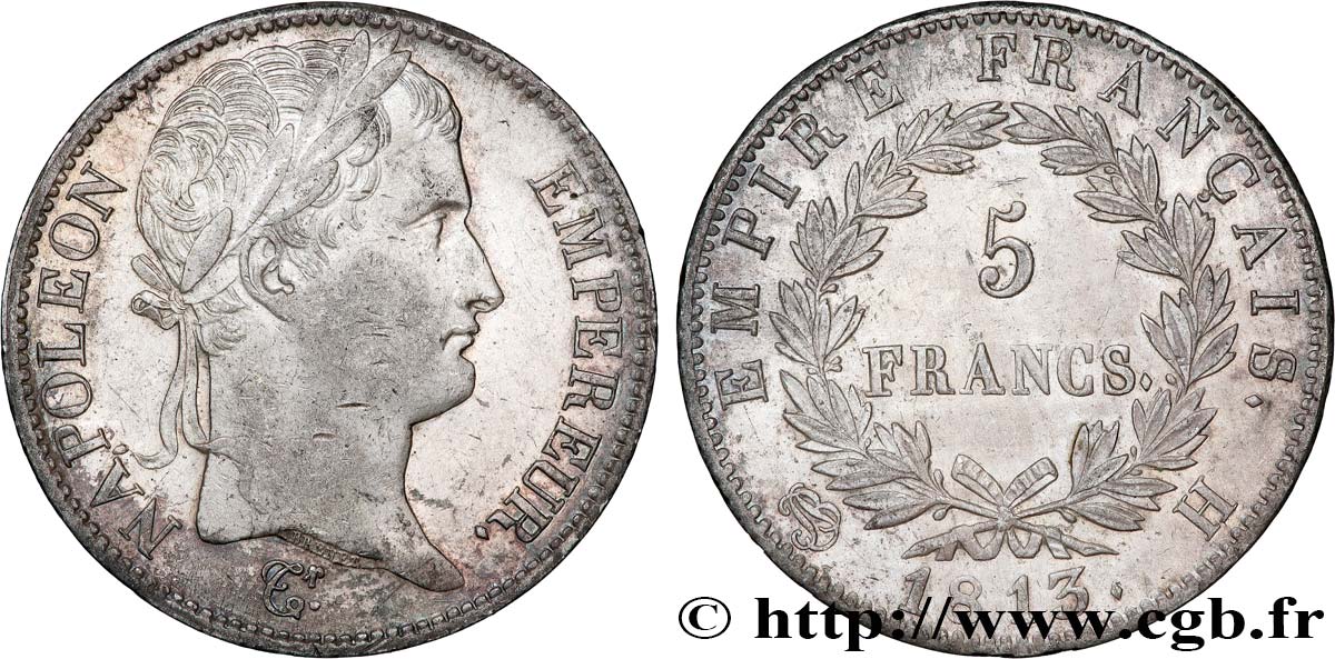 5 francs Napoléon Empereur, Empire français 1813 La Rochelle F.307/63 AU 