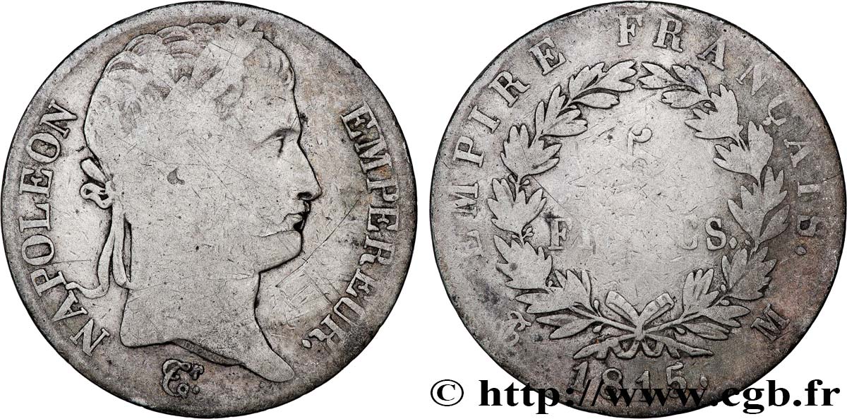 5 francs Napoléon Empereur, Cent-Jours 1815 Toulouse F.307A/6 B 