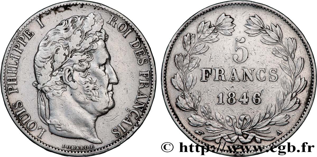 5 francs IIIe type Domard 1846 Paris F.325/10 XF 