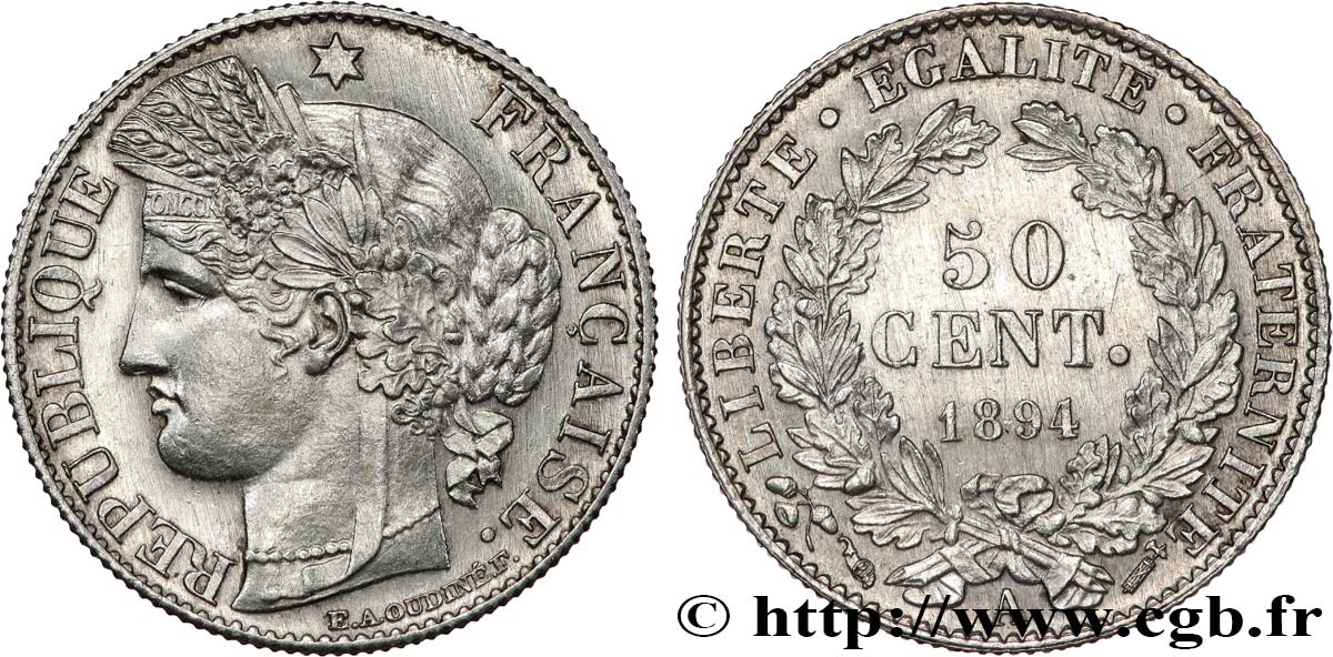 50 centimes Cérès, Troisième République 1894 Paris F.189/15 MS 