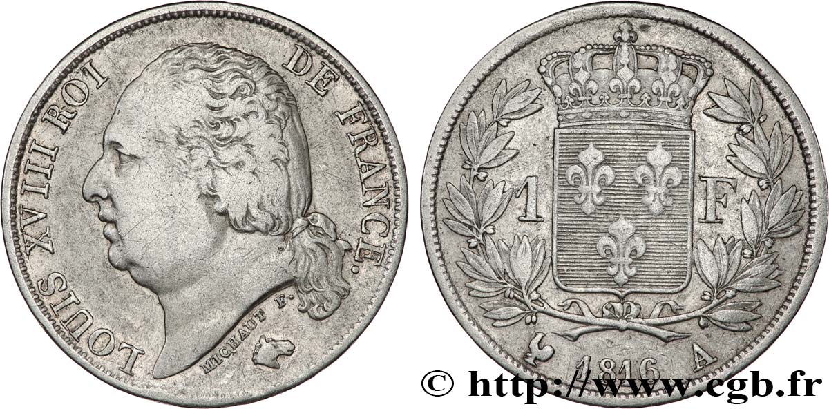 1 franc Louis XVIII 1816 Paris F.206/1 VF 