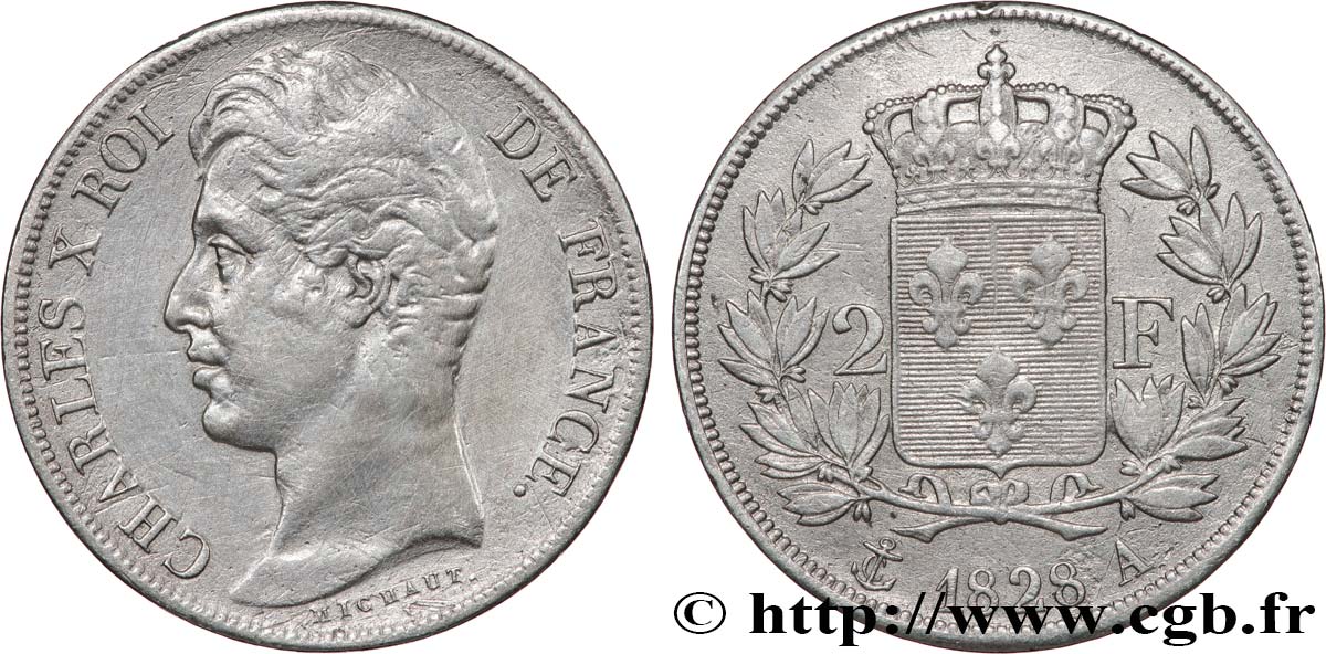 2 francs Charles X 1828 Paris F.258/36 VF 