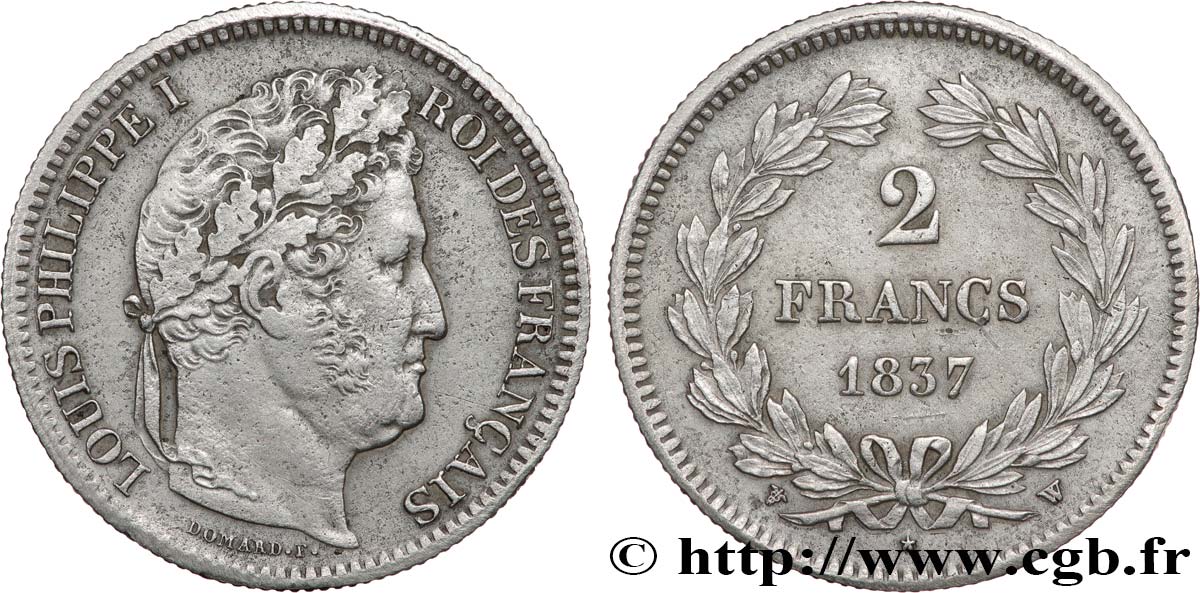 2 francs Louis-Philippe 1837 Lille F.260/64 MBC 