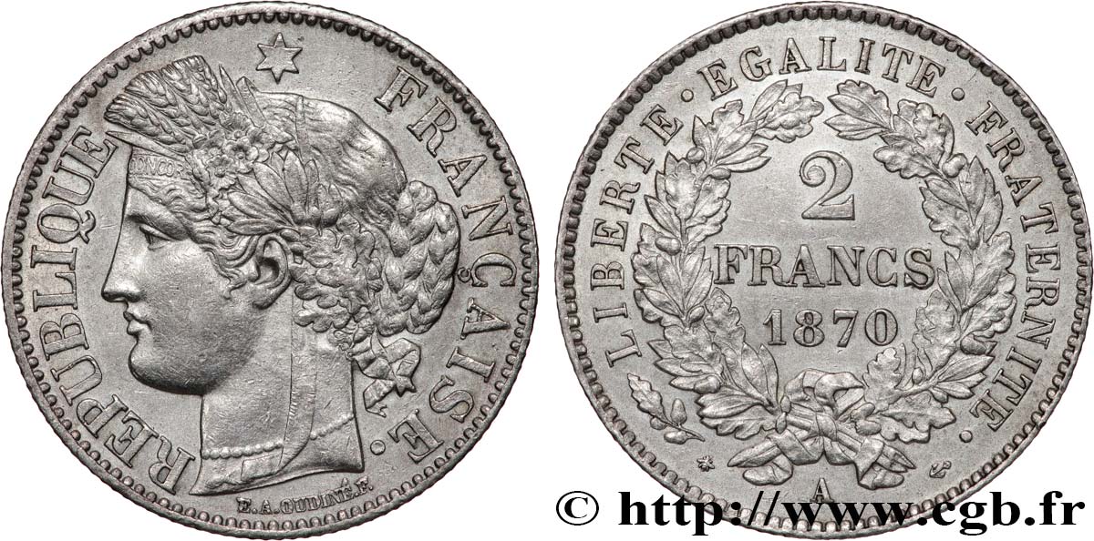 2 francs Cérès, avec légende 1870 Paris F.265/1 AU 