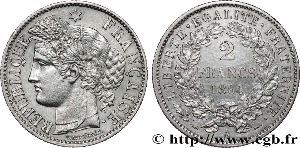 2 francs Cérès, avec légende 1894 Paris F.265/16 SUP 