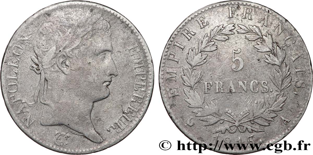 5 francs Napoléon Empereur, Cent-Jours 1815 Paris F.307A/1 B 