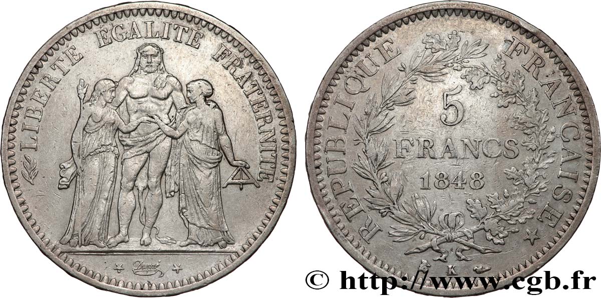 5 francs Hercule, IIe République 1848 Bordeaux F.326/4 BB 