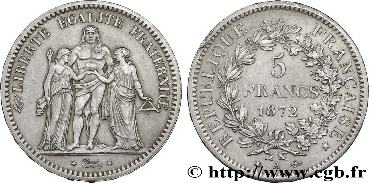 5 francs Hercule, Petites étoiles 1872 Paris F.334/7 fVZ 