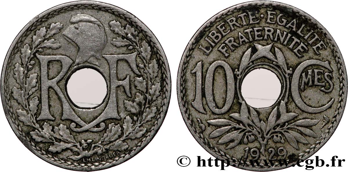 10 centimes Lindauer, Frappe Médaille 1929 Paris F.138/16 var. VF 