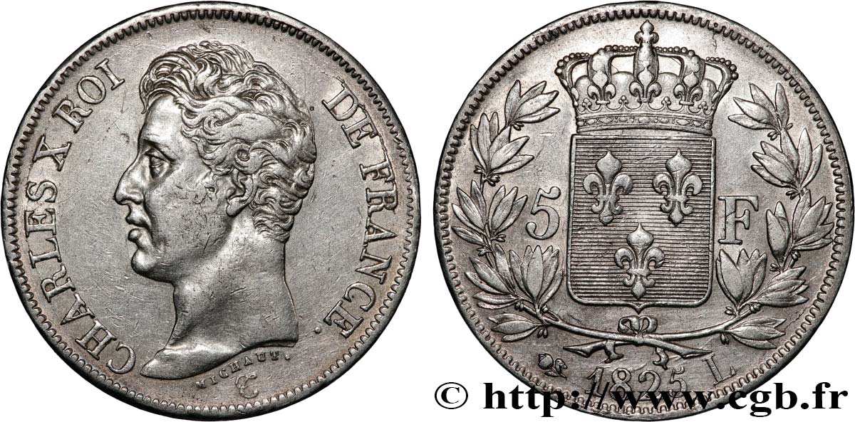 5 francs Charles X, 1er type 1825 Bayonne F.310/10 MBC 