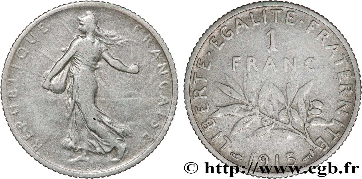 1 franc Semeuse, frappe médaille 1915 Paris F.217/21 var. VF 