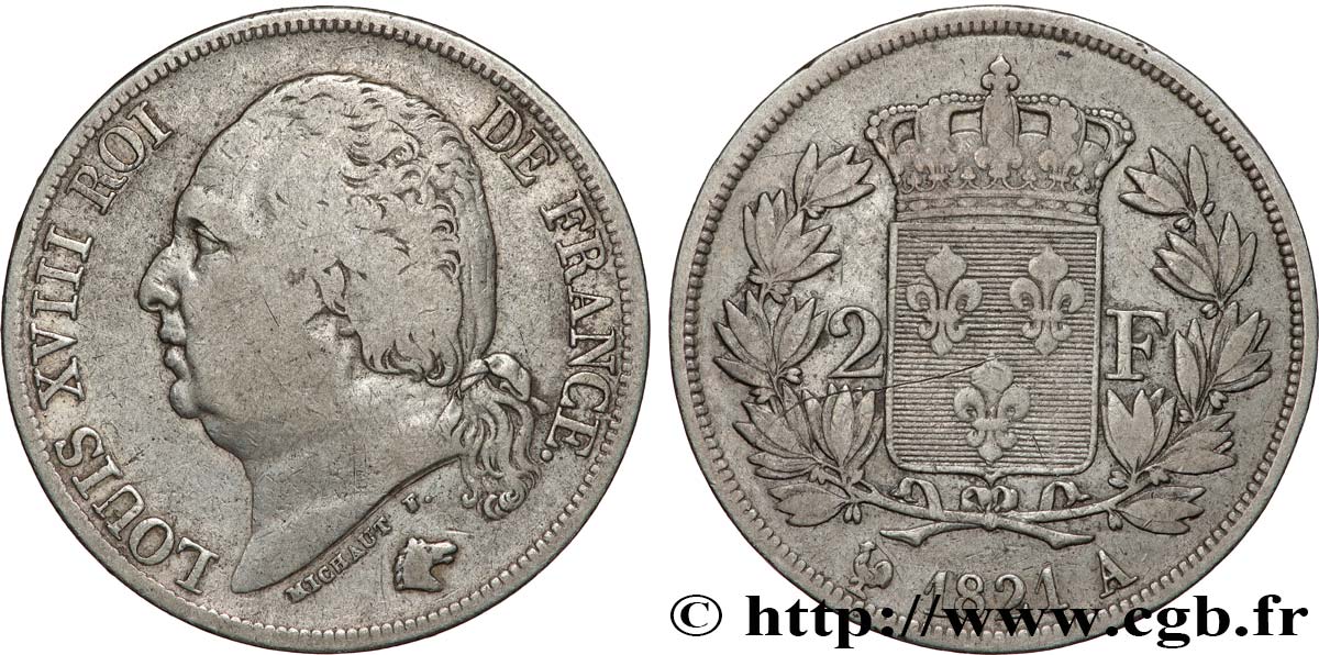 2 francs Louis XVIII 1821 Paris F.257/32 TB20 