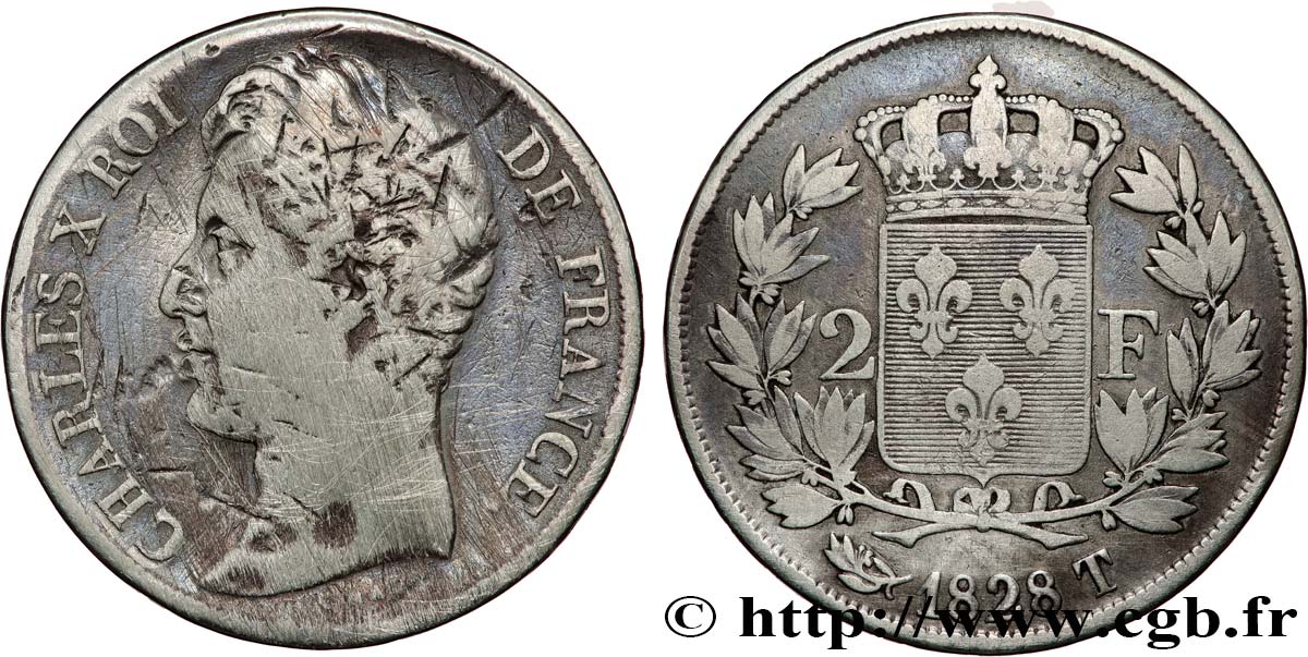 2 francs Charles X 1828 Nantes F.258/47 B 