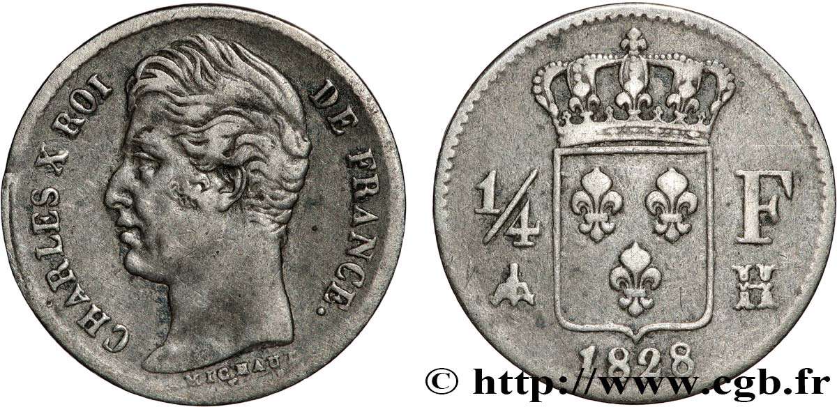 1/4 franc Charles X 1828 La Rochelle F.164/22 S35 