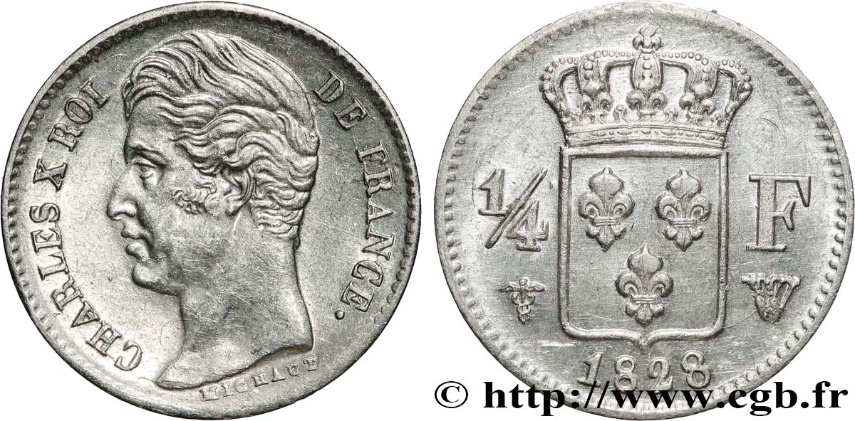 1/4 franc Charles X 1828 Lille F.164/28 SUP 