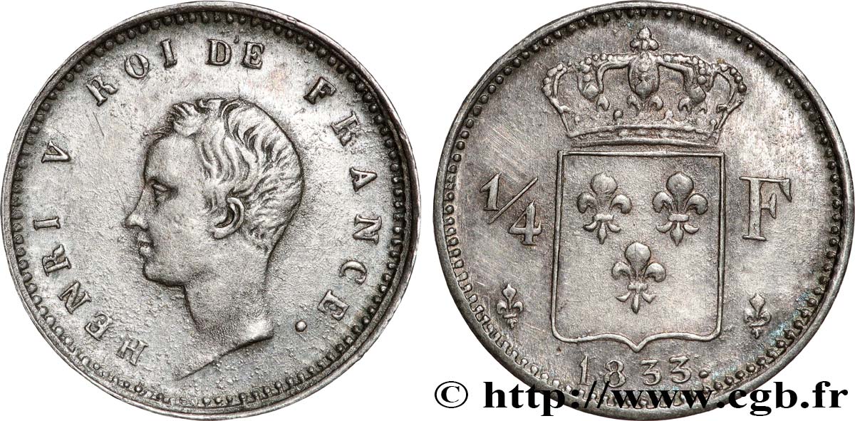 1/4 franc 1833  VG.2717  SUP 