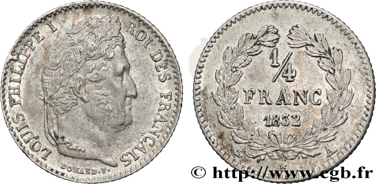 1/4 franc Louis-Philippe 1832 Paris F.166/12 MBC53 