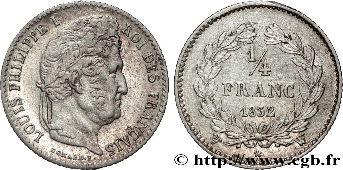 1/4 franc Louis-Philippe 1832 Lille F.166/29 MBC 