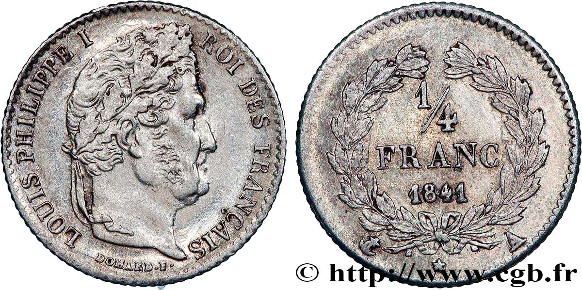 1/4 franc Louis-Philippe 1841 Paris F.166/85 SS 