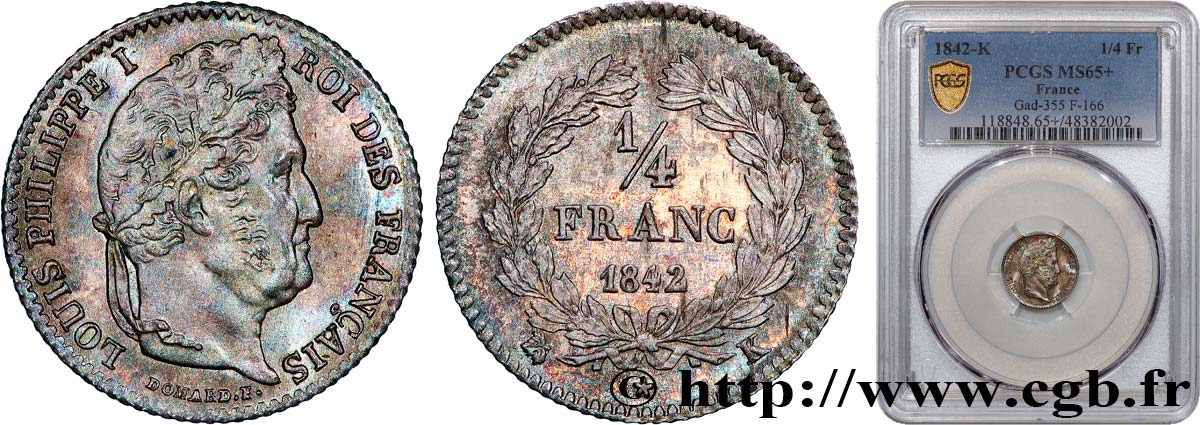 1/4 franc Louis-Philippe 1842 Bordeaux F.166/91 FDC65 PCGS