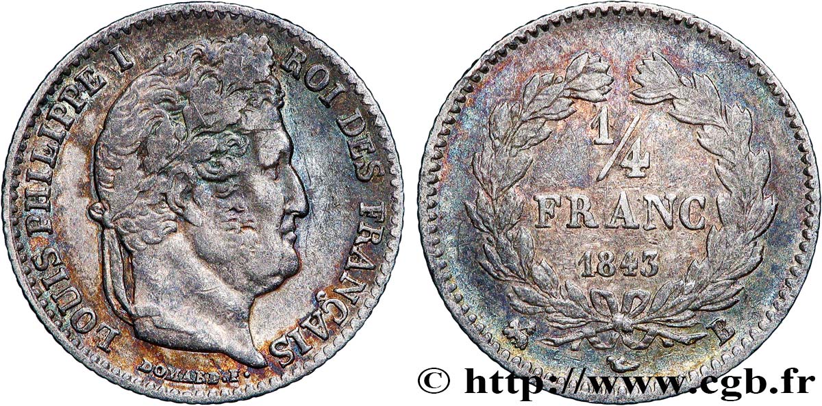 1/4 franc Louis-Philippe 1843 Rouen F.166/94 TB+ 