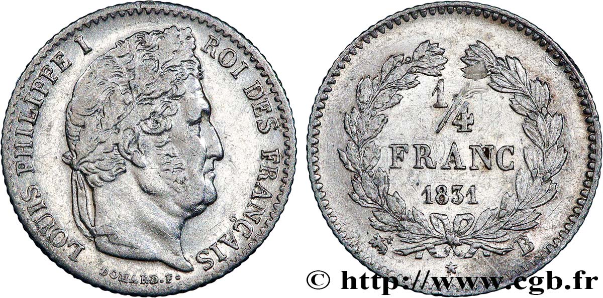 1/4 franc Louis-Philippe 1831 Rouen F.166/2 XF 