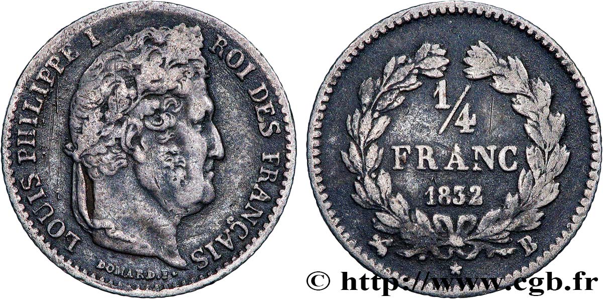 1/4 franc Louis-Philippe 1832 Rouen F.166/15 BC 