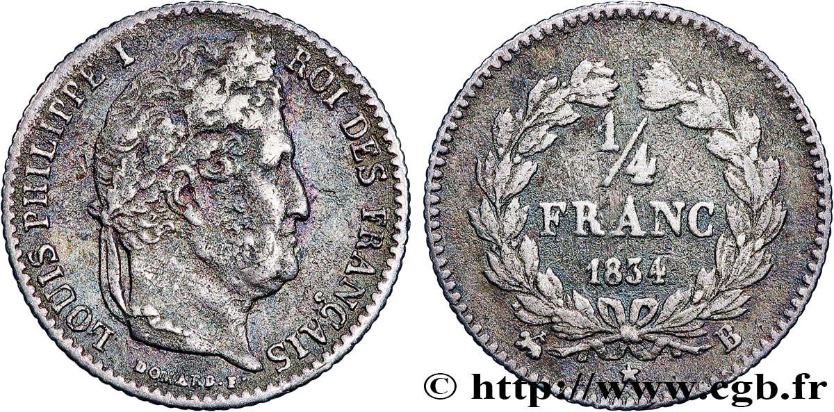 1/4 franc Louis-Philippe 1834 Rouen F.166/38 B 