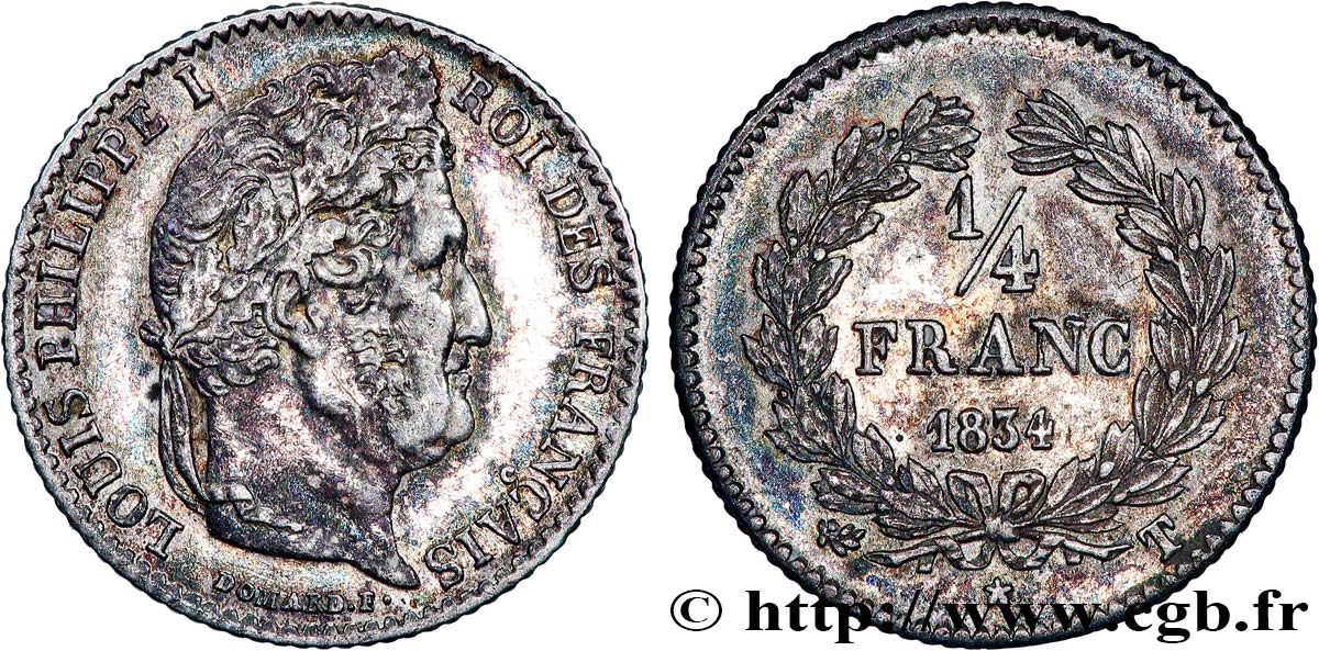 1/4 franc Louis-Philippe 1834 Nantes F.166/47 AU 