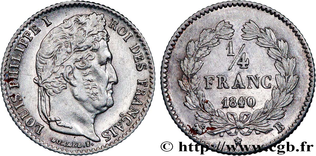 1/4 franc Louis-Philippe 1840 Rouen F.166/81 EBC 