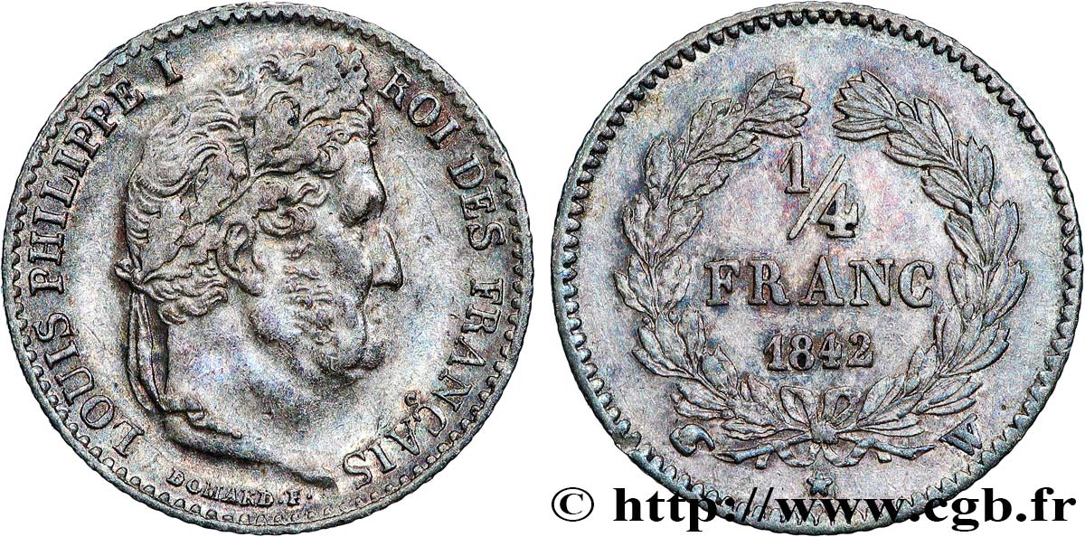 1/4 franc Louis-Philippe 1842 Lille F.166/92 AU55 