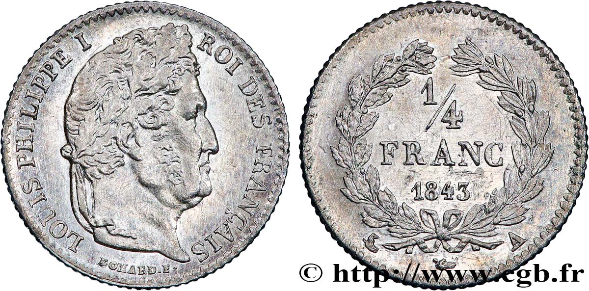 1/4 franc Louis-Philippe 1843 Paris F.166/93 BB 