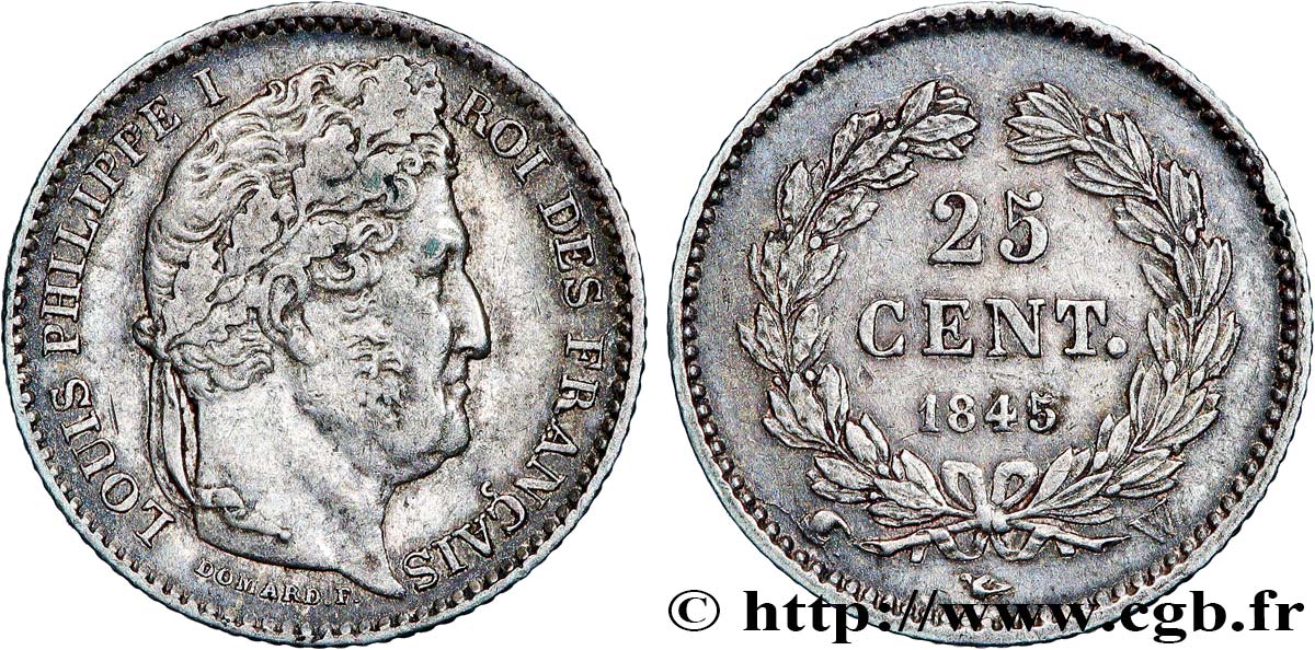 25 centimes Louis-Philippe 1845 Lille F.167/4 AU50 