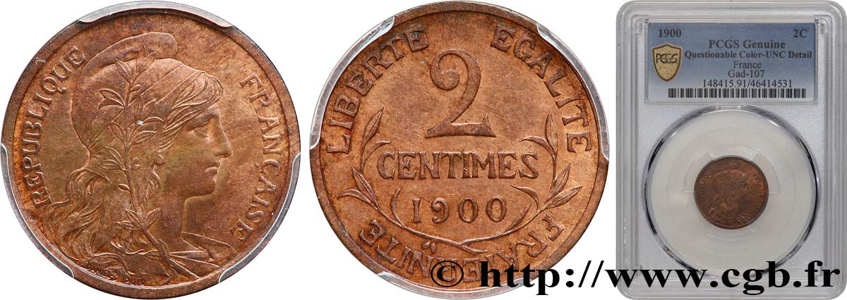 2 centimes Daniel-Dupuis 1900 Paris F.110/4 SUP+ PCGS