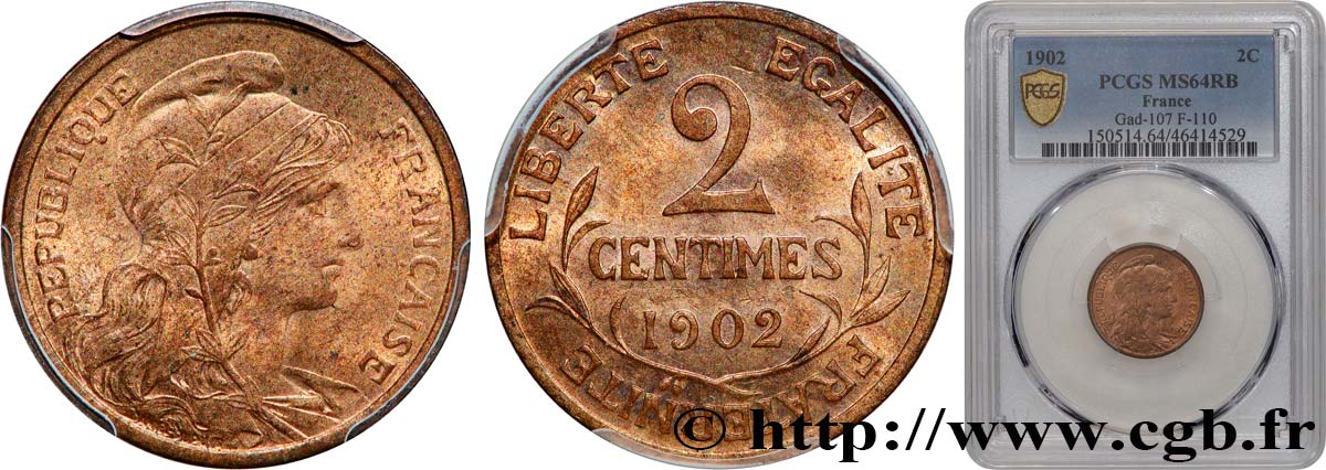 2 centimes Daniel-Dupuis 1902 Paris F.110/7 MS64 PCGS
