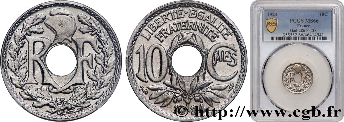 10 centimes Lindauer 1924 Paris F.138/10 FDC66 PCGS