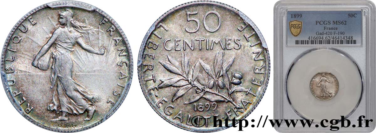 50 centimes Semeuse 1899  F.190/5 MS62 PCGS