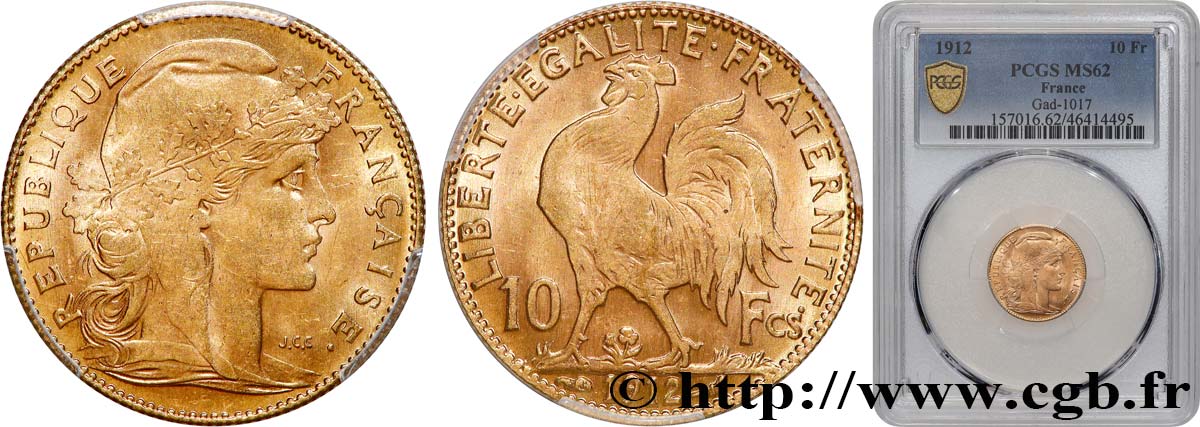 10 francs or Coq 1912 Paris F.509/13 SUP62 PCGS