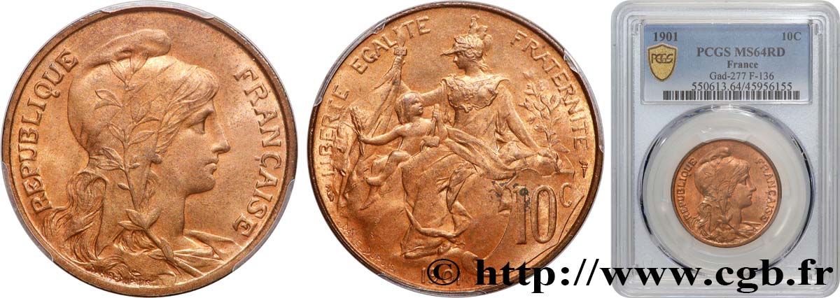 10 centimes Daniel-Dupuis 1901  F.136/10 fST64 PCGS