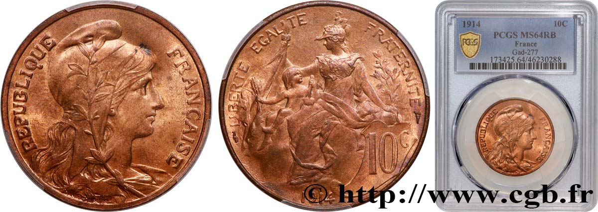 10 centimes Daniel-Dupuis 1914  F.136/23 SPL64 PCGS