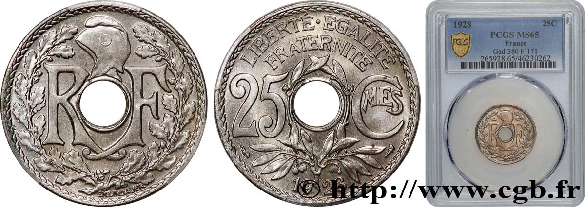25 centimes Lindauer 1928  F.171/12 FDC65 PCGS
