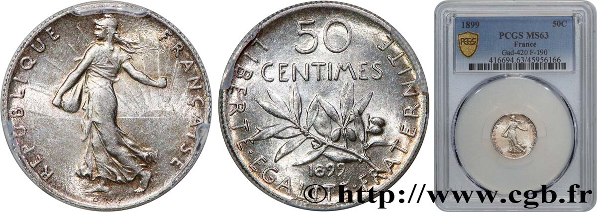 50 centimes Semeuse 1899  F.190/5 MS63 PCGS