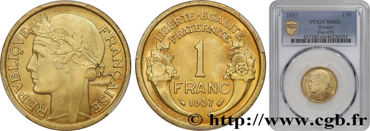 1 franc Morlon 1937 Paris F.219/8 FDC66 PCGS