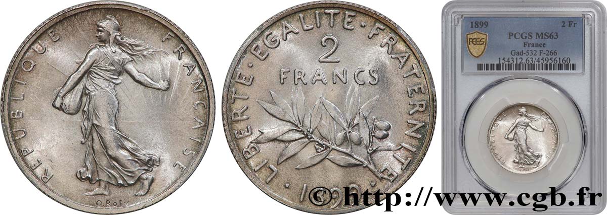 2 francs Semeuse 1899  F.266/3 fST63 PCGS